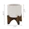 Flora Bunda 5" Matte White Ceramic Dimple Pattern Planter On Wood Stand